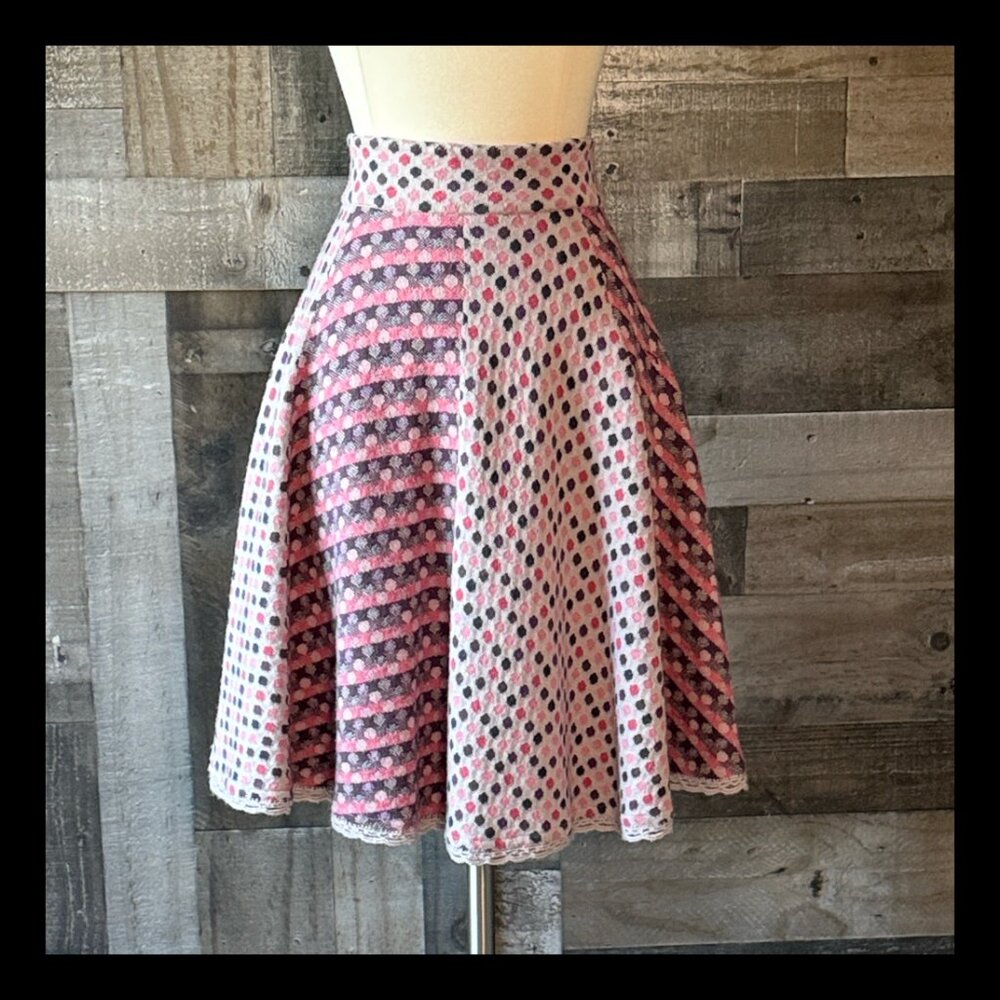 Anthropologie MOTH purple pink polka dot skirt small retro cottagecore feminine
